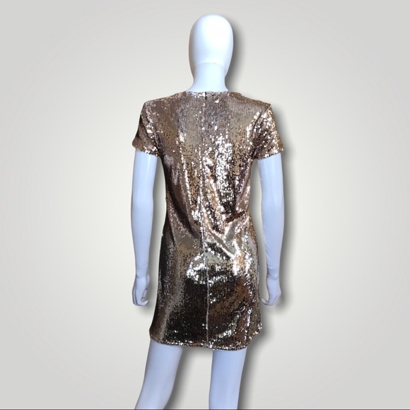 Line & Dot Sequin Metallic MIni Dress - Picture 2 of 9